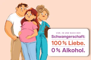 Schwangere Frau mit Mann und weiterer Frau